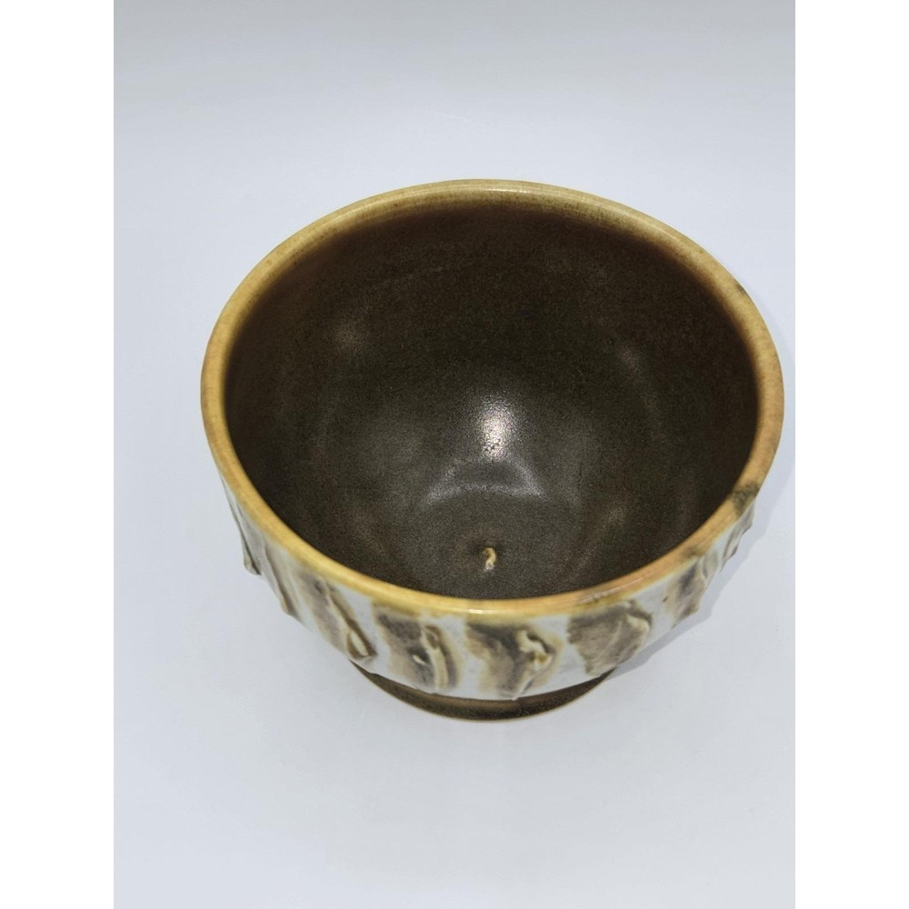 Studio Pottery Bowl Brown Drip Glaze Stoneware Pedestal Foot Mid Century Style - Picture 5 of 8